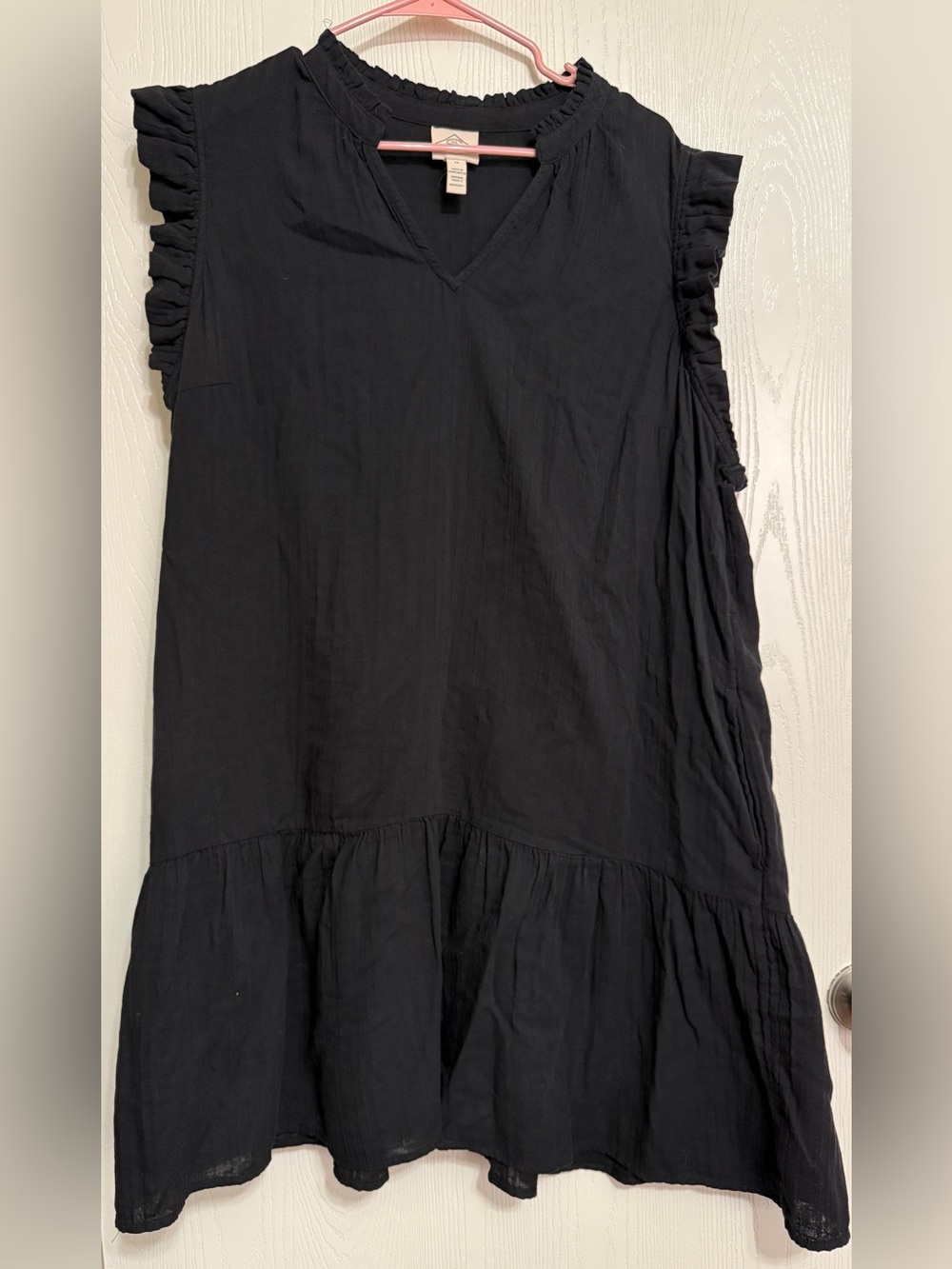 St. John's Bay Black Ruffled-Sleeve Tiered Mini Dress